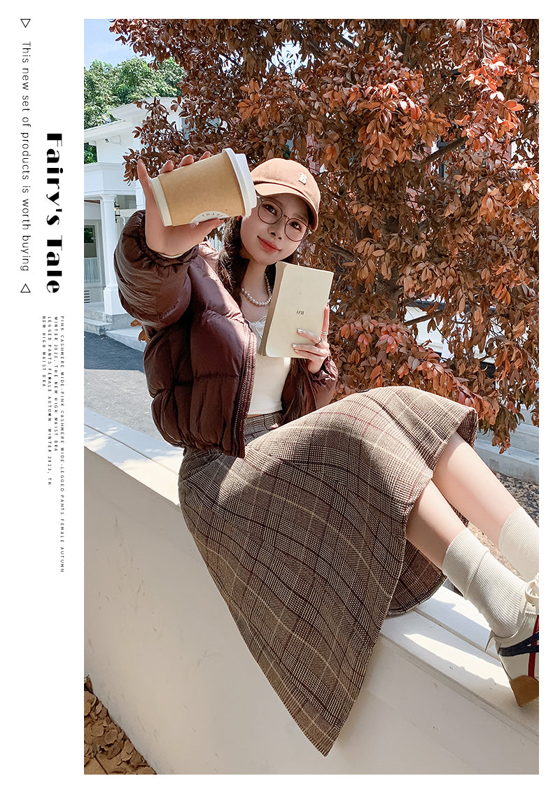 Plaid High Waist A-line Skirt