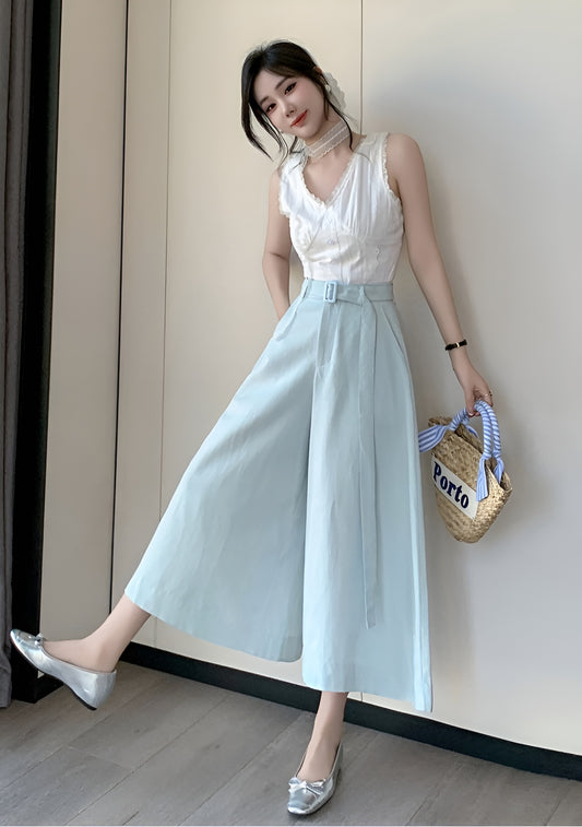 Pleated High-Rise Palazzo Trousers