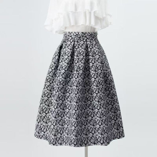 Pleated Midi Skirt with Ditsy Floral Print