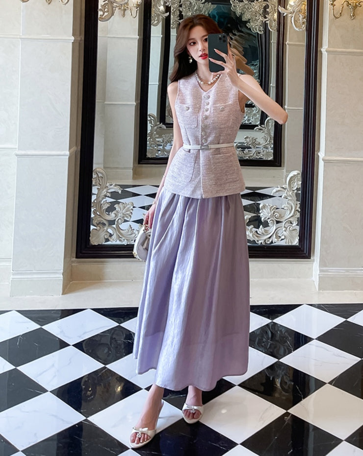 Purple Classic Vest Top & A-Line Skirt Set