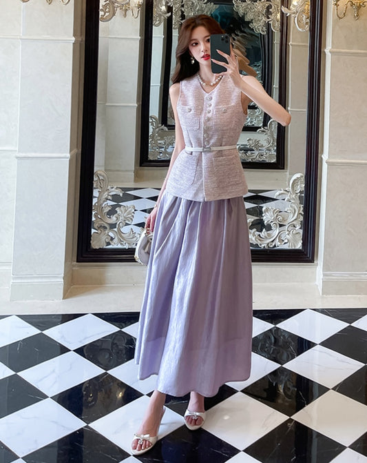 Purple Classic Vest Top & A-Line Skirt Set