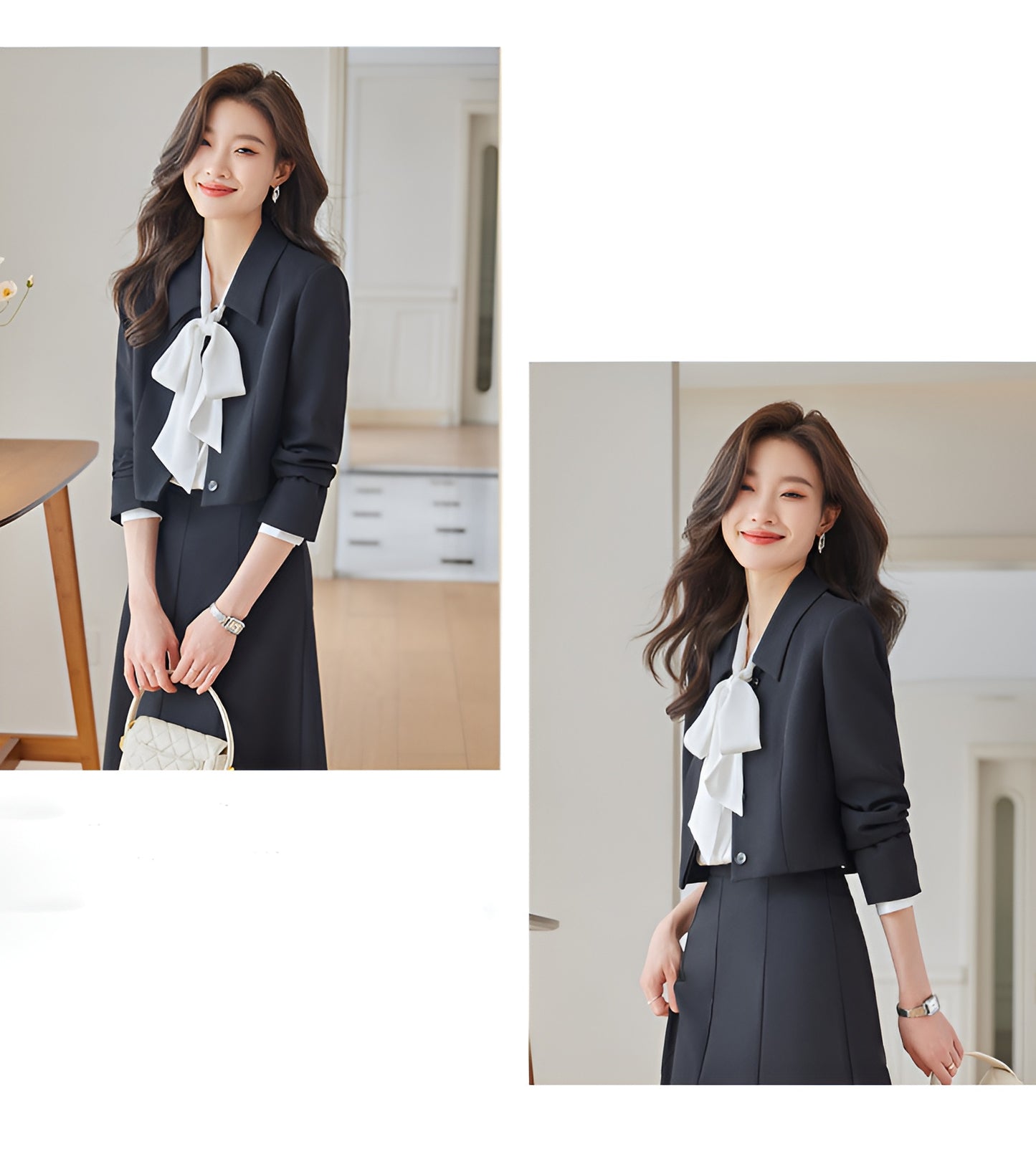 Short Casual Jacket + High Waisted Skirt Two Pieces Set
