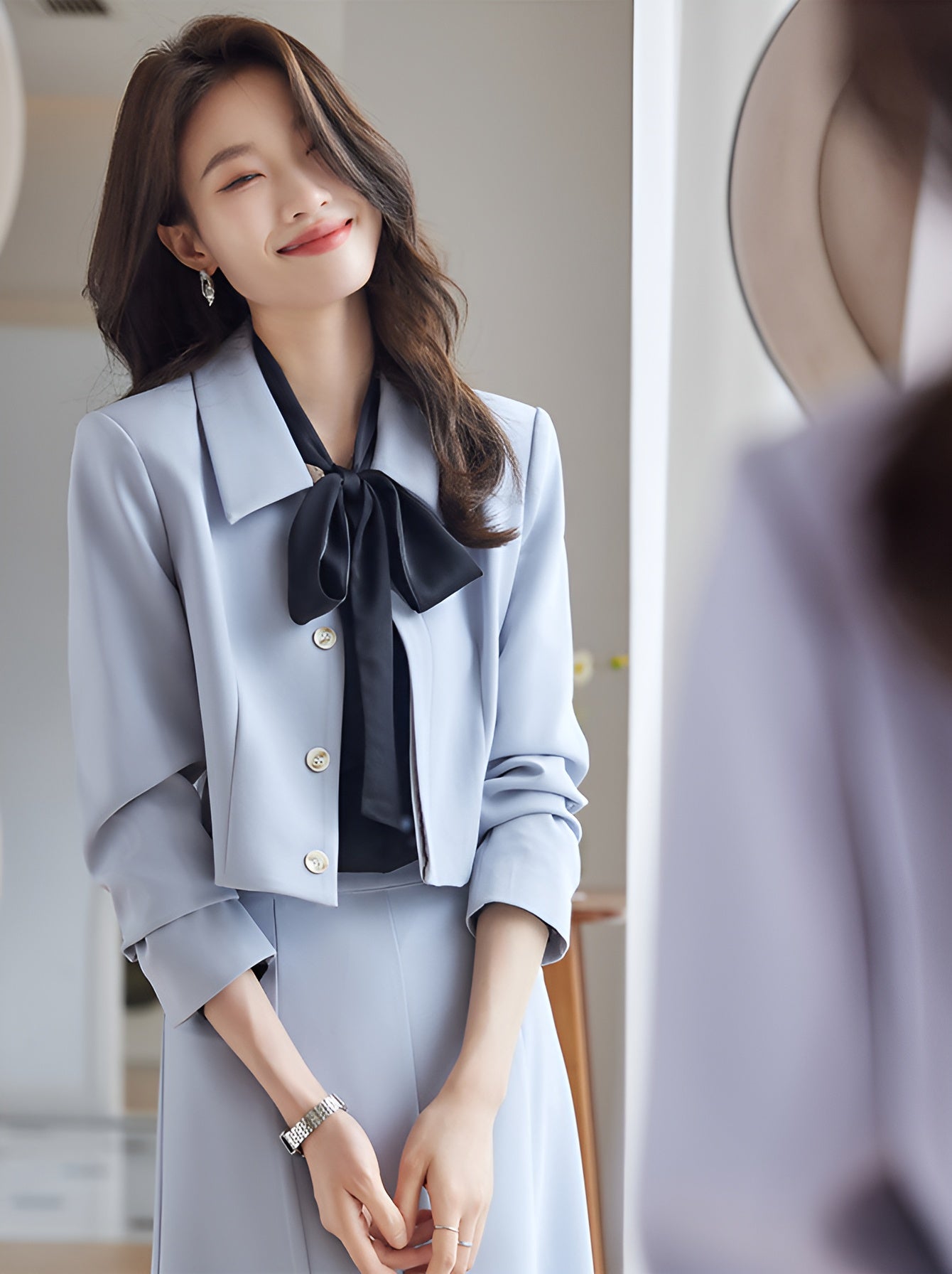 Short Casual Jacket + High Waisted Skirt Two Pieces Set