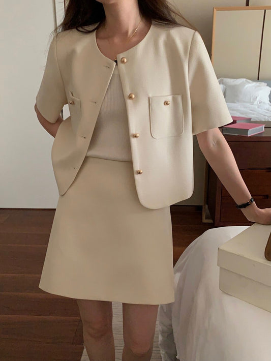 Short Sleeve Jacket & Mini Skirt