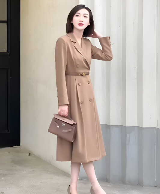 Suit Collar Windbreaker Office Wear Dress