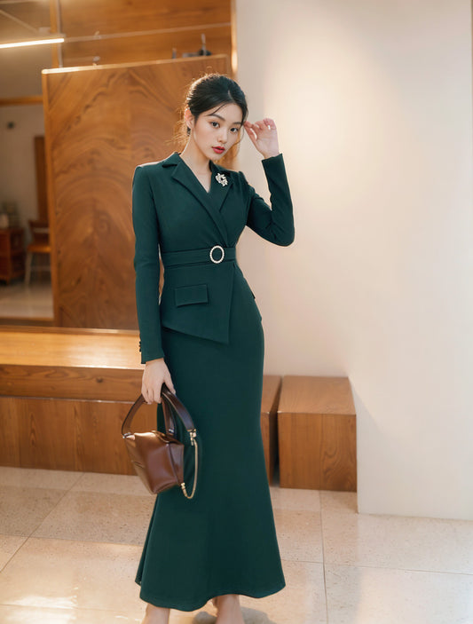 Suit Collar Fishtail Dress
