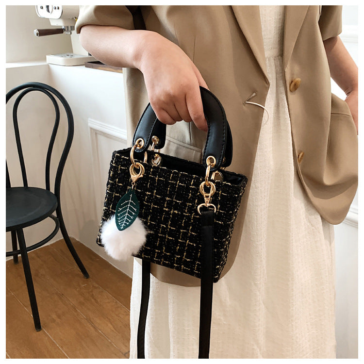 Versatile Crossbody Tweed Texture Sweet Handbag
