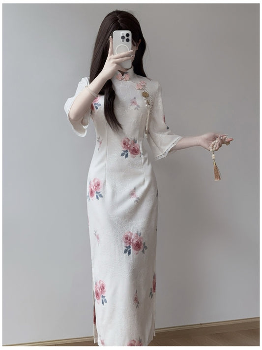 Vintage-style Floral Cheongsam