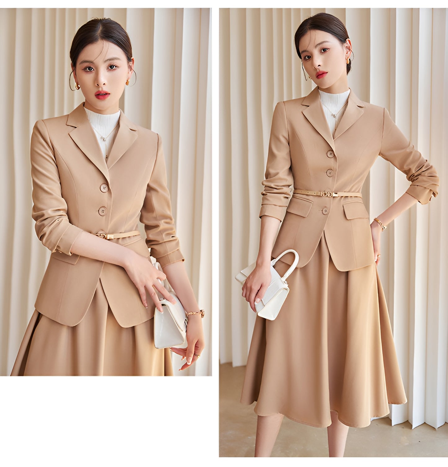 Women's Suit Jacket + Pleated Skirt Two Pieces Suit Set
