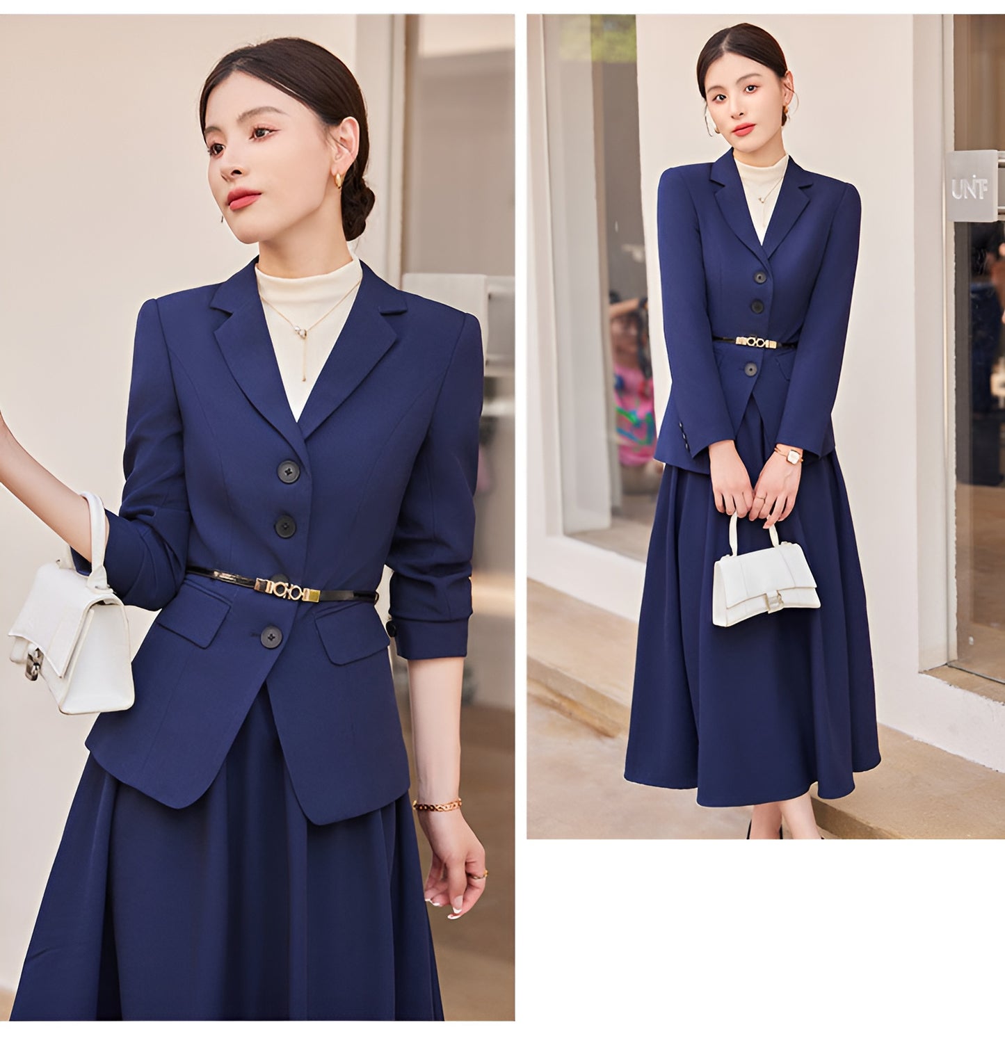 Women's Suit Jacket + Pleated Skirt Two Pieces Suit Set