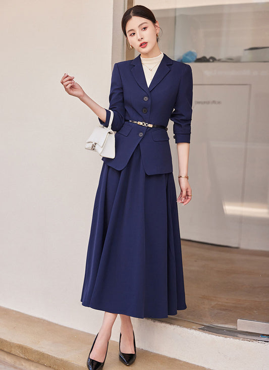 Women's Suit Jacket + Pleated Skirt Two Pieces Suit Set